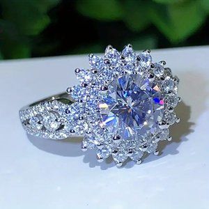 1pc Elegant Round Synthetic Crystal Cubic Zirconia Ring For Men